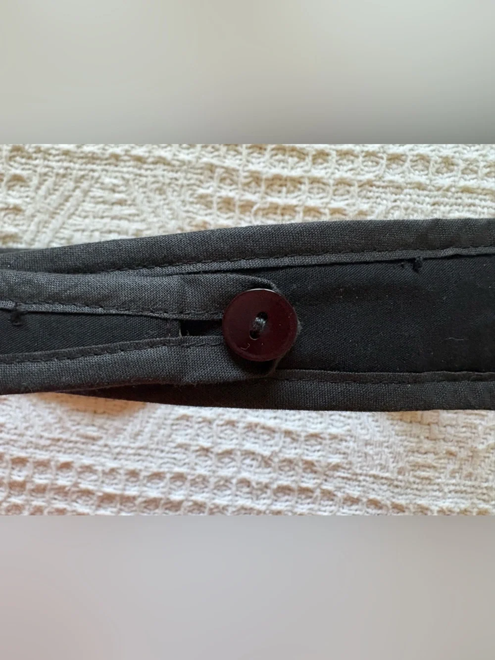 Hand made brown print & black cloth collar and belt set from Finland